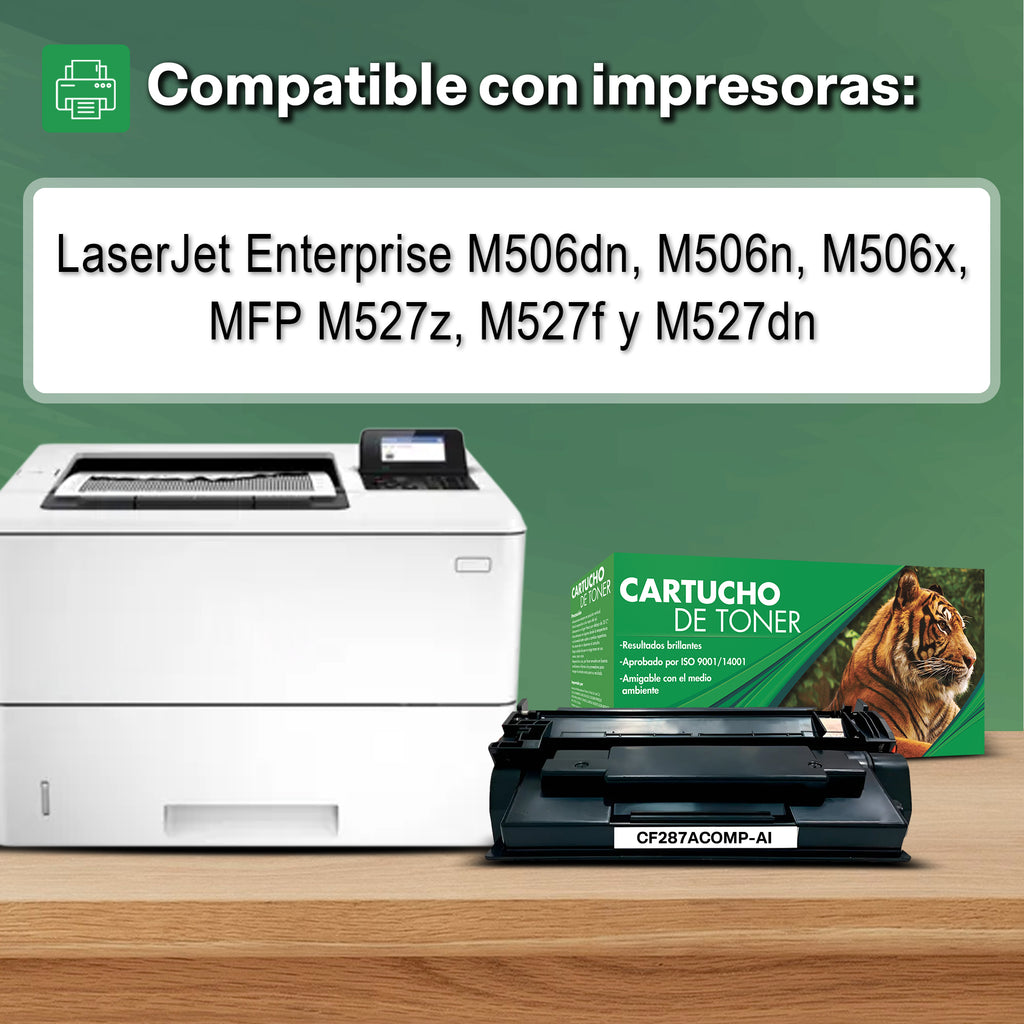 Tóner Compatible Tigre 87A CF287A Negro para M506 y M527