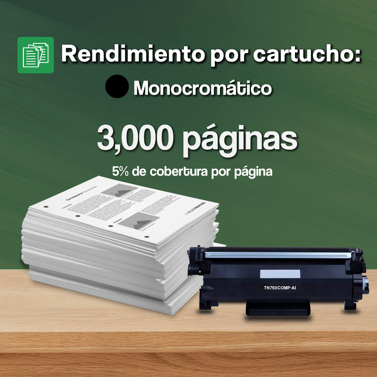 Tóner Compatible Tigre TN760 Negro para HL-L2350DW y HL-L2370DW