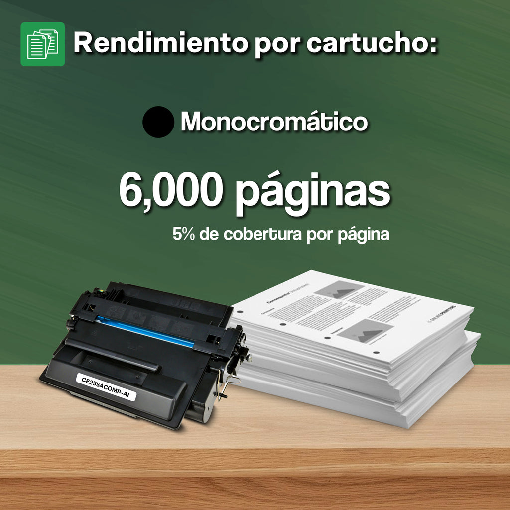 Tóner Compatible Tigre 55A CE255A Negro para P3010 P3011 P3015 P3016 M521 M525